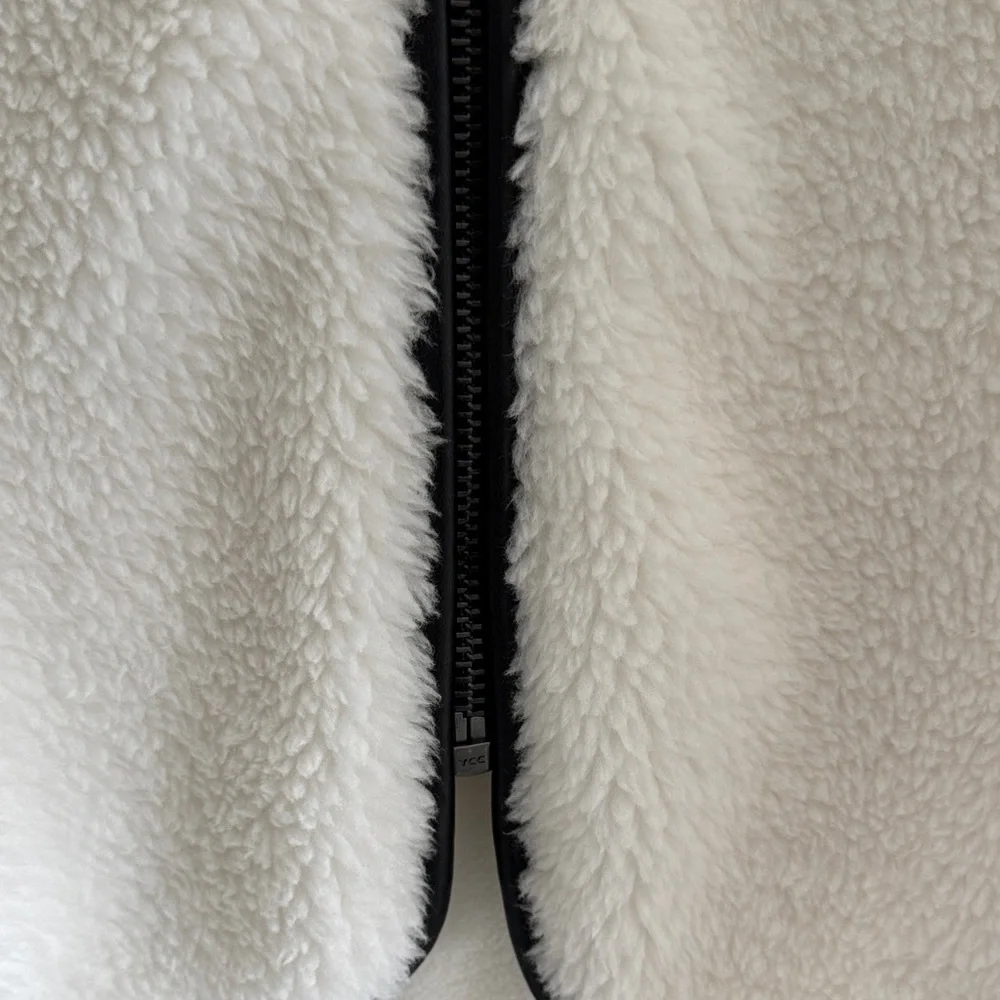 Fabletics Cream Sherpa Jacket with Black Piping - Picture 7 of 7